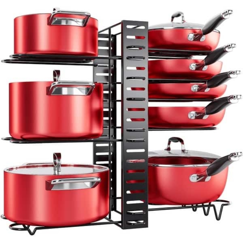 Used Pot Rack Organizers, 8 Tiers Pots and Pans Organizer for Kitchen